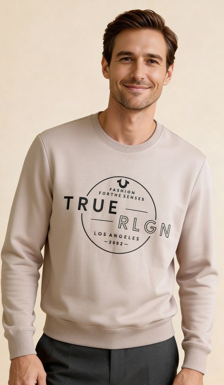 True Religion Logo Crewneck Sweatshirt NWT Unisex Casual (blush)